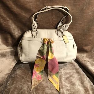 Coach White Pebble Leather Satchel Purse